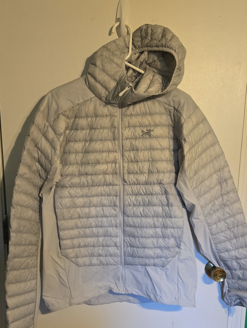 Arc'teryx Light Gray Hooded Puffer Jacket